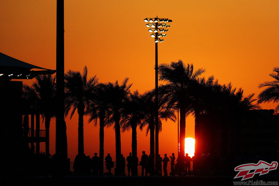 Cae la noche en el circuito de Yas Marina