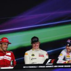 Räikkönen, Alonso y Vettel en la rueda de prensa tras carrera