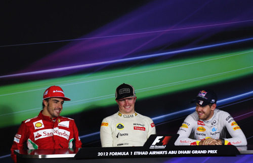 Räikkönen, Alonso y Vettel en la rueda de prensa tras carrera