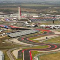 Vista aérea del Circuito de las Américas desde la horquilla