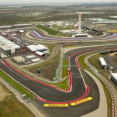 Vista aérea de la primera curva del Circuito de las Américas