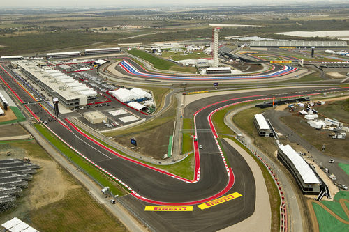 Vista aérea de la primera curva del Circuito de las Américas