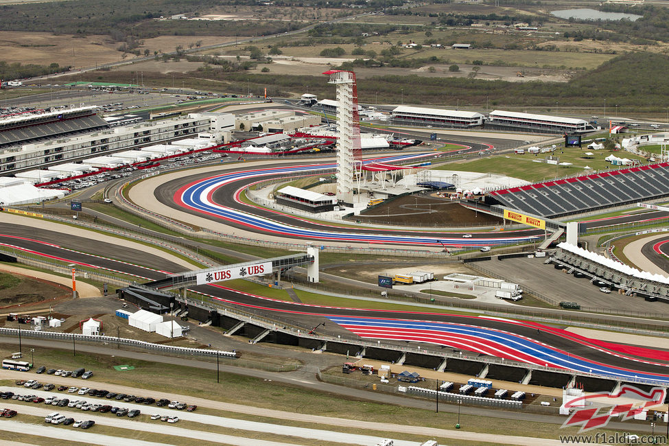 Vista aérea de la torre del Circuito de las Américas