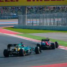 Kovalainen y Glock en los libres del GP de Estados Unidos 2012