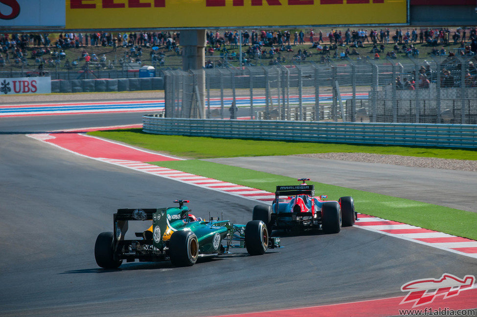 Kovalainen y Glock en los libres del GP de Estados Unidos 2012