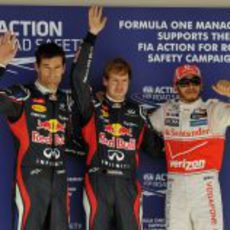 Vettel, Hamilton y Webber tras la clasificación de EE.UU.