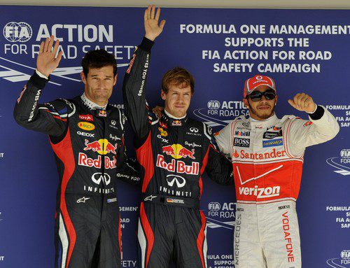 Vettel, Hamilton y Webber tras la clasificación de EE.UU.