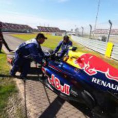 El coche de Mark Webber tras abandonar en Austin