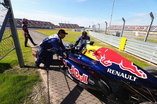 El coche de Mark Webber tras abandonar en Austin