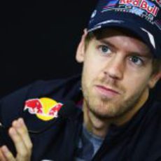 Sebastian Vettel en la rueda de prensa oficial de la FIA del jueves en Interlagos