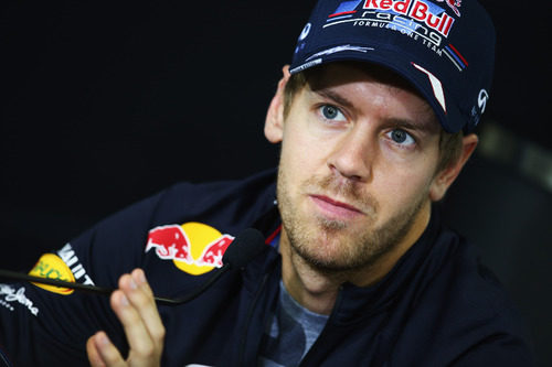 Sebastian Vettel en la rueda de prensa oficial de la FIA del jueves en Interlagos