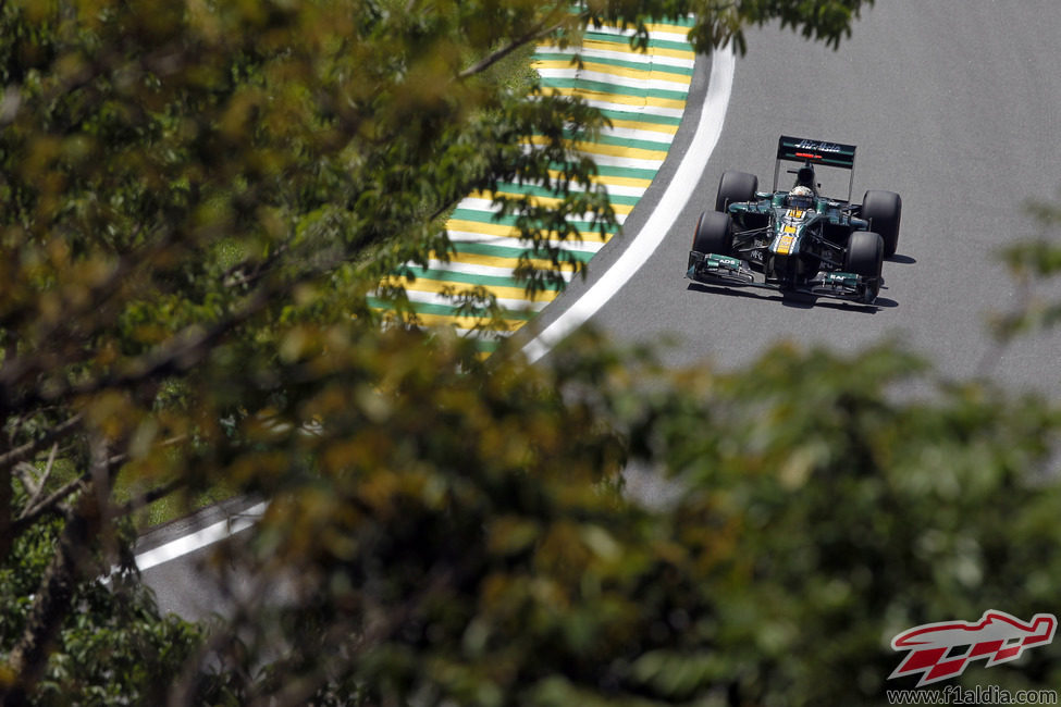 Giedo van der Garde entre los árboles en Brasil 2012