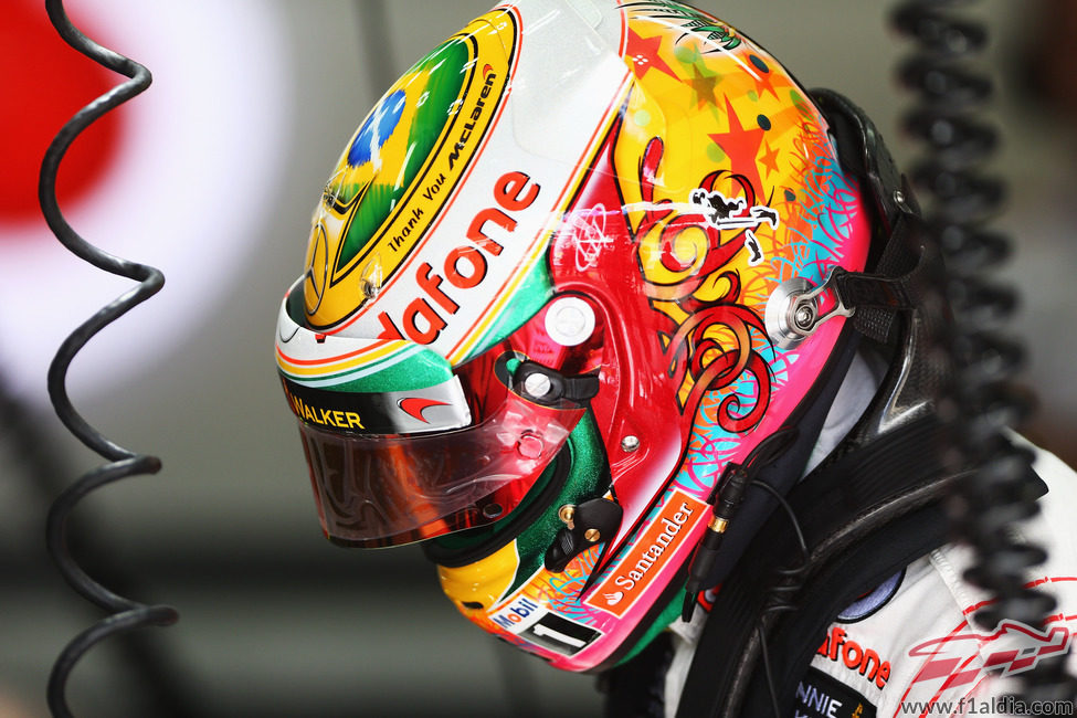 Casco especial de Lewis Hamilton para Brasil 2012