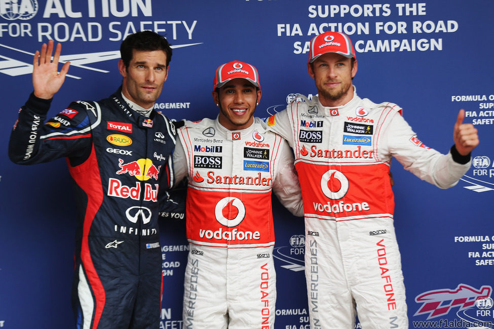 Hamilton, Button y Webber, los más rápidos el sábado en Interlagos