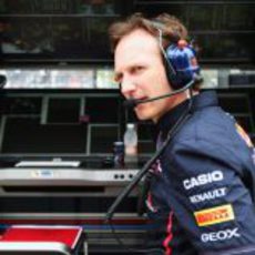 Christian Horner en el muro del equipo Red Bull en Interlagos