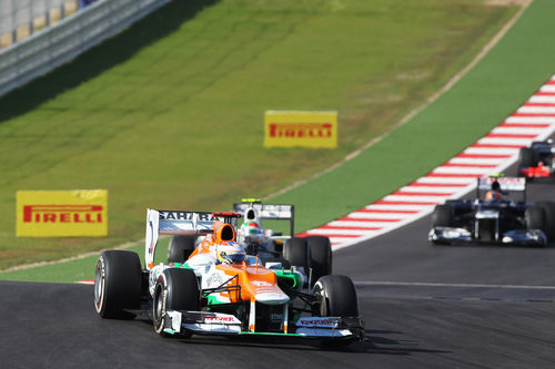 Paul di Resta rueda con el compuesto medio en el GP de Estados Unidos 2012