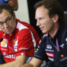 Domenicali y Horner en la rueda de prensa de la FIA en Interlagos