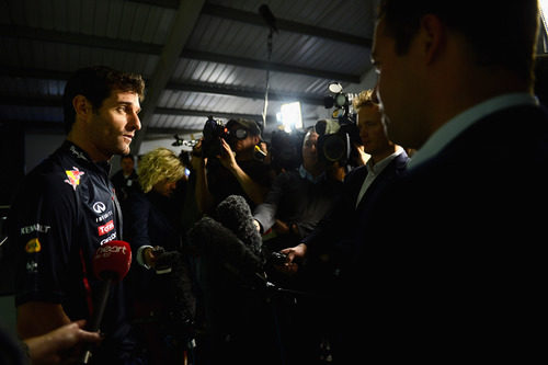 Webber atiende a los periodistas en Milton Keynes