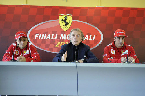 Felipe Massa, Luca di Montezemolo y Fernando Alonso en las Finales Mundiales de Ferrari 2012