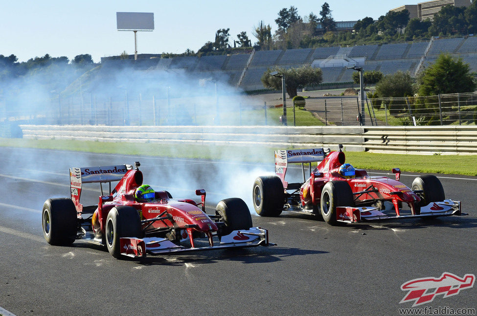 Felipe Massa y Fernando Alonso en las Finales Mundiales de Ferrari en Cheste