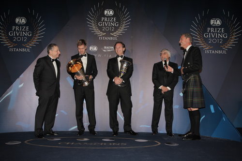Todt, Vettel, Horner, Ecclestone y Coulthard en la Gala 2012 de la FIA
