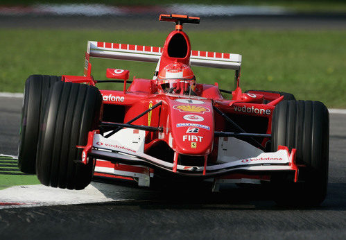 Michael saltando los pianos en Monza