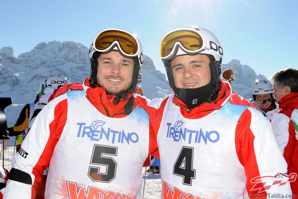Giancarlo Fisichella y Felipe Massa, listos para esquiar