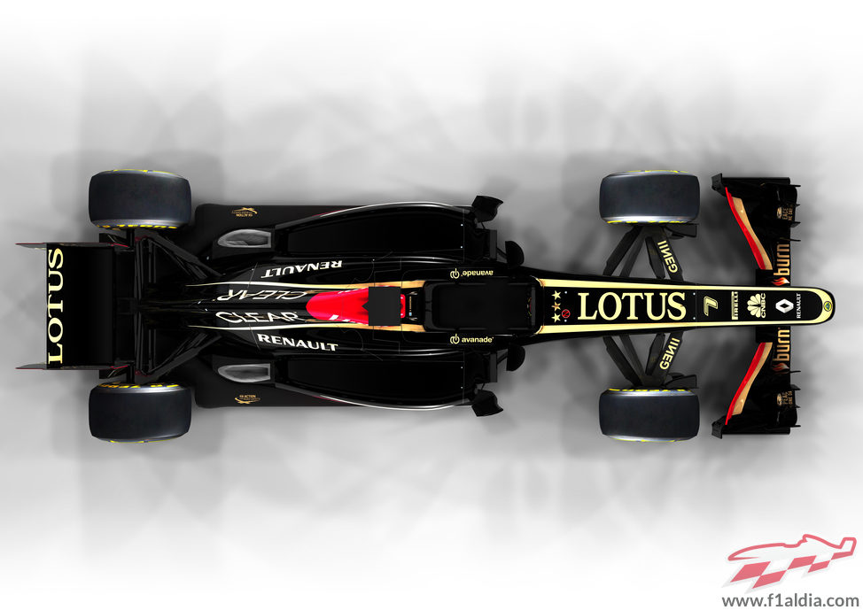 Vista superior del E21, el monoplaza de Lotus para la temporada 2013