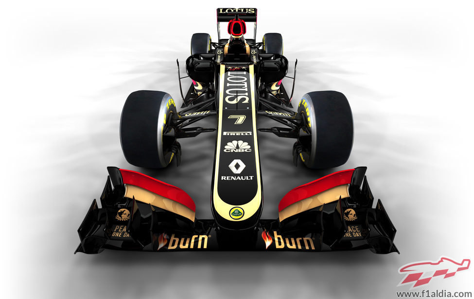 Vista frontal del nuevo Lotus E21 de 2013
