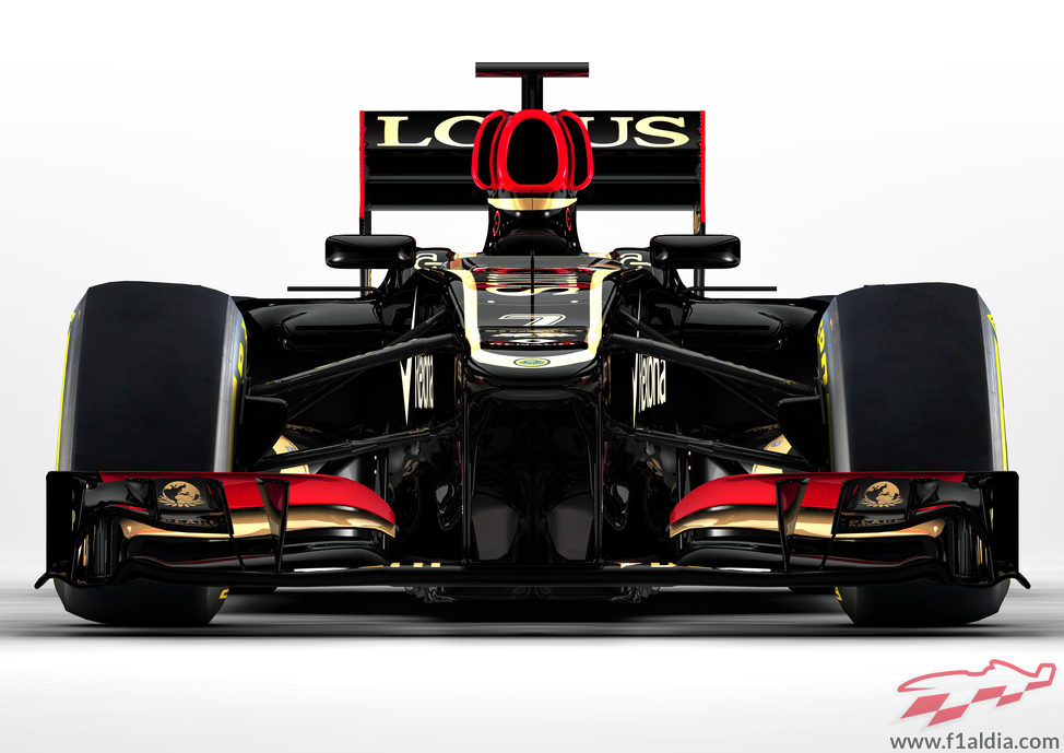 Vista frontal del nuevo Lotus E21 para la temporada 2013