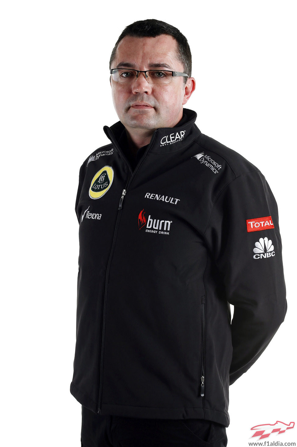 Eric Boullier posa con motivo de la presentación del Lotus E21