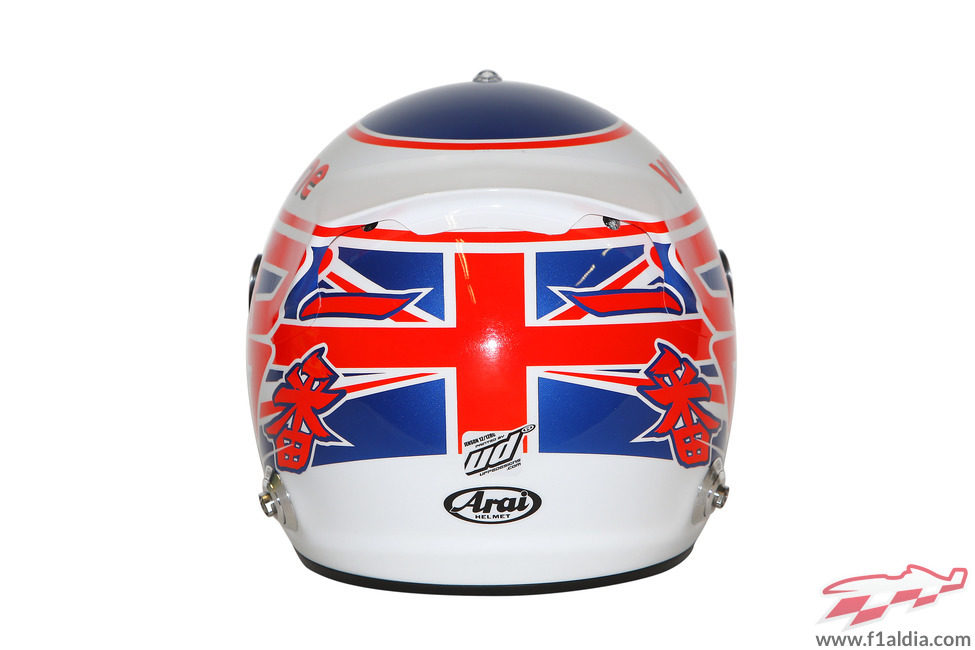 Casco de Jenson Button para 2013 (trasera)