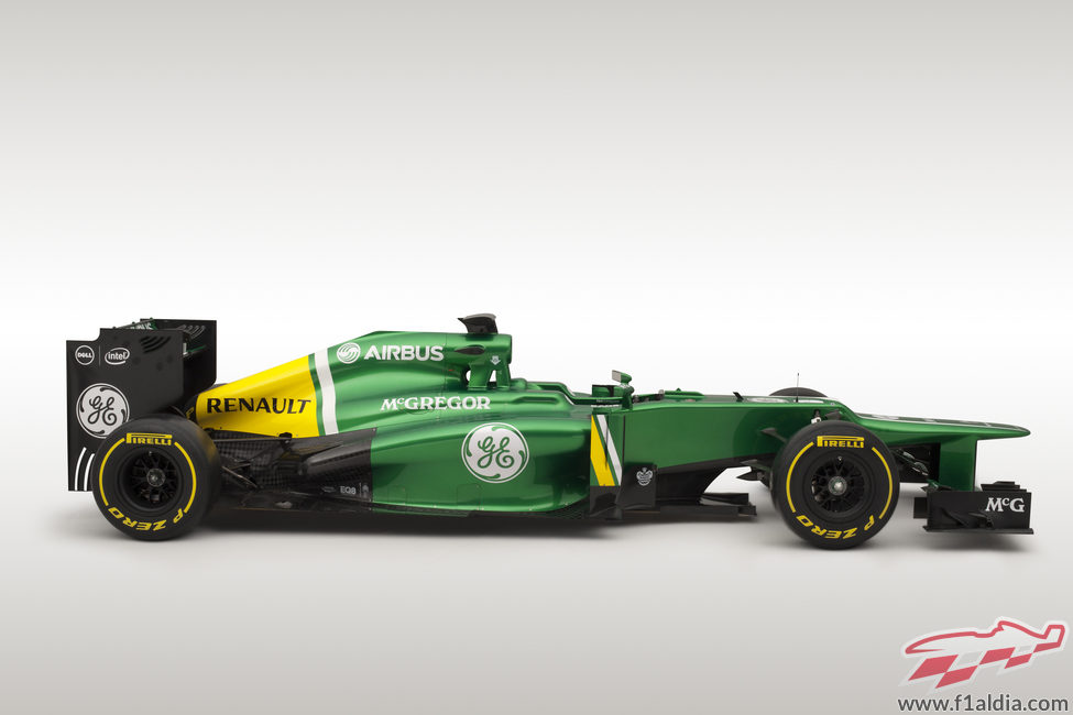 CT03, el monoplaza de Caterham para 2013 en vista lateral