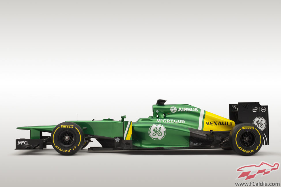 CT03, el monoplaza de Caterham para 2013 en vista lateral