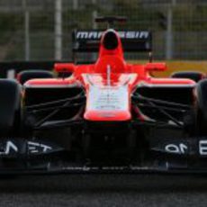 Vista frontal del nuevo Marussia MR02 en Jerez