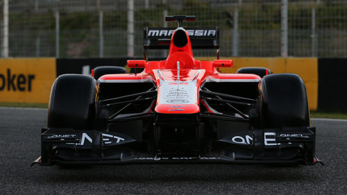 Vista frontal del nuevo Marussia MR02 en Jerez