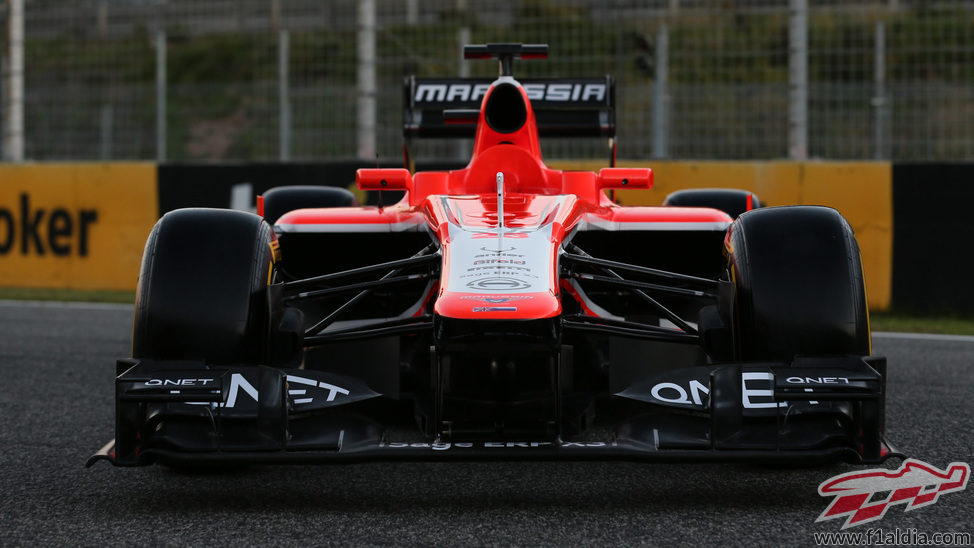 Vista frontal del nuevo Marussia MR02 en Jerez