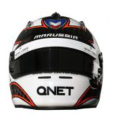 Vista frontal del casco de Max Chilton