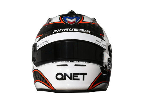 Vista frontal del casco de Max Chilton