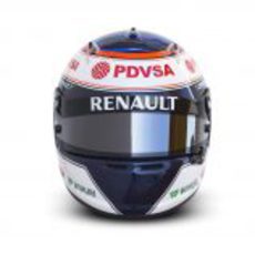 Vista frontal del casco de Valtteri Bottas