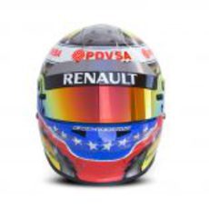 Vista frontal del casco de Pastor Maldonado
