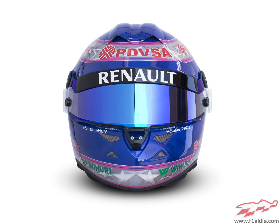 Vista frontal del casco de Susie Wolff