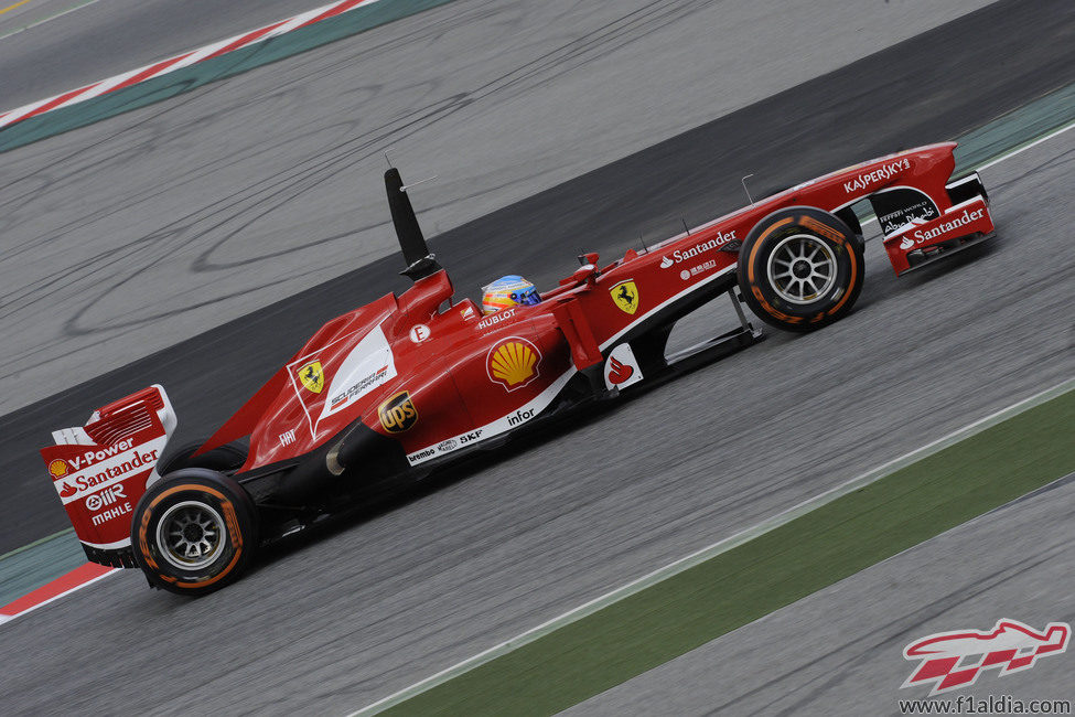 Plano lateral del Ferrari F138 en manos de Fernando Alonso