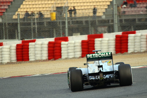 Parte trasera del Mercedes W04 en Montmeló