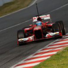 Fernando Alonso a final de recta con el F138