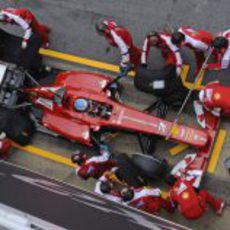 Cambio de neumáticos de Fernando Alonso