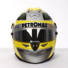 Plano frontal del casco de Nico Rosberg