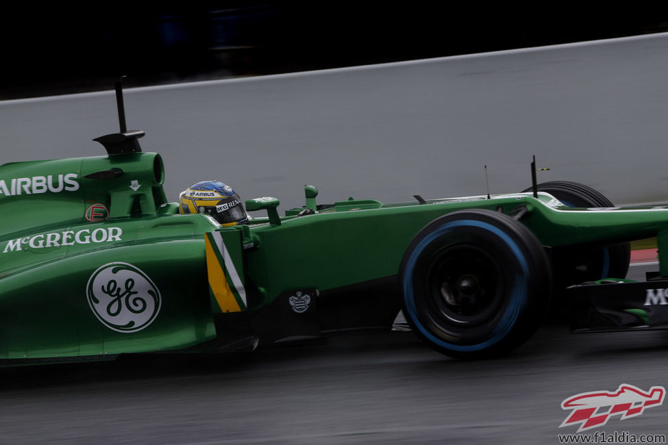 Charles Pic con neumáticos de lluvia extrema en Montmeló