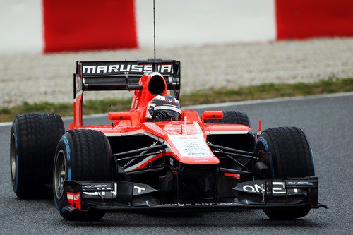 Max Chilton con neumáticos de lluvia en su Marussia