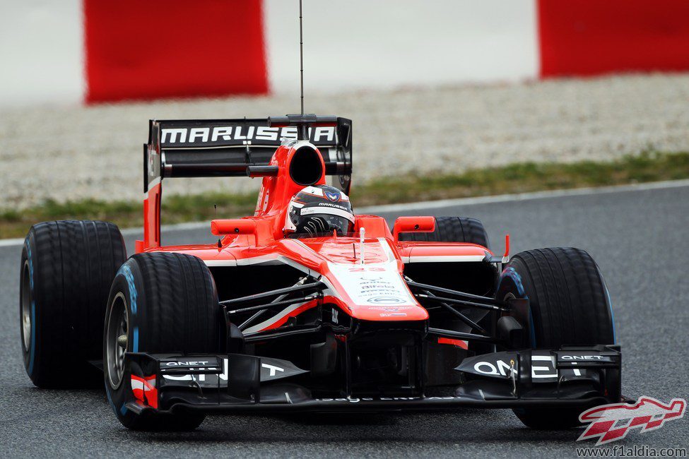 Max Chilton con neumáticos de lluvia en su Marussia